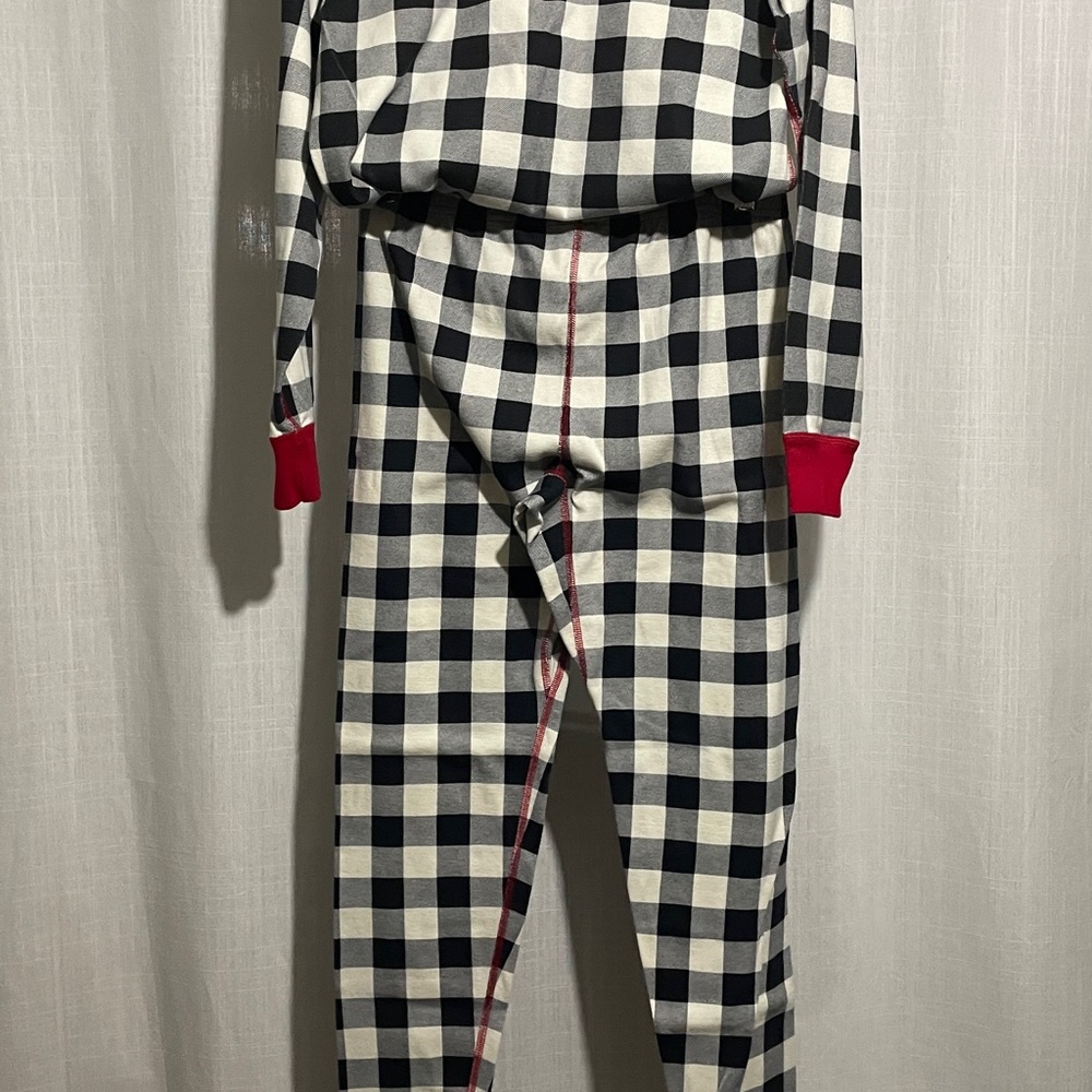 Hanna Andersson Black and White Checkered Pajamas with Red Trim, M - Picture 5 of 13